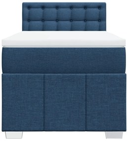 Cama com molas/colchão 90x200 cm tecido azul