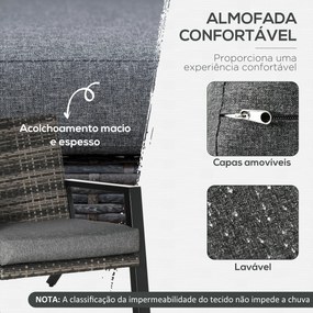 Conjunto Móveis de Jardim Vime Conjunto de 4 Peças de Móveis de Exterior com Sofá de 2 Lugares Poltrona Individual e Mesa de Centro para Varanda Pátio