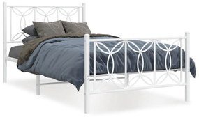 Estrutura de cama com cabeceira e pés 100x200 cm metal branco