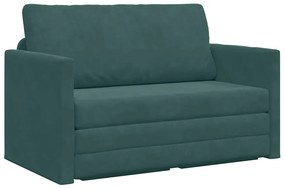 Sofá Cama de Piso 2 em 1 Verde Escuro 124x204x61 cm Veludo