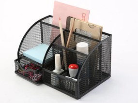 Organizador de Secretária Q-Connect Metálico Curvo Cinza com 5 Departamentos 220x140x130 mm