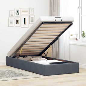 vidaXL Estrutura de cama otomana sem colchão 100x200cm cinzento escuro