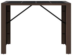 Mesa de bar com tampo de vidro 145x80x110 cm vime PE castanho