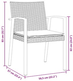 Conjunto de Jantar de Jardim em 5 Peças com Almofadas em Rattan Sintét