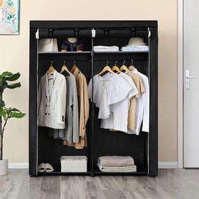 Armário para roupas com 2 varões para cabides 140 x 43 x 174 cm Preto
