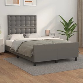 Estrutura de cama sem colchão 120x190cm couro do falso cinzento
