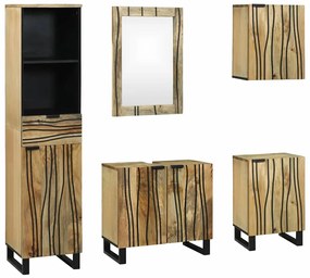 Conjunto de Móveis para Banheiro 5 pcs Castanho Médio