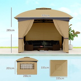Tenda de Jardim 3,35x3,35 m Tenda de Exterior com Teto Duplo Paredes L
