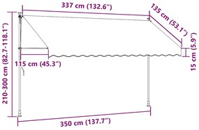 Toldo retrátil manual com LED 350 cm laranja e castanho