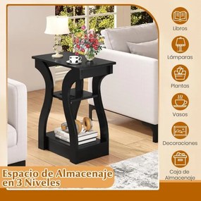 Conjunto de 2 mesas cabeçeira, ou mesas de apoio 50 x 30 x 60,5 cm com estação de carregamento de 3 níveis com prateleiras abertas e portas USB com to