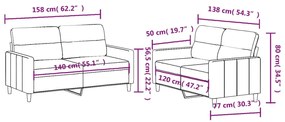 2 pcs conjunto de sofás com almofadões tecido cinza-acastanhado