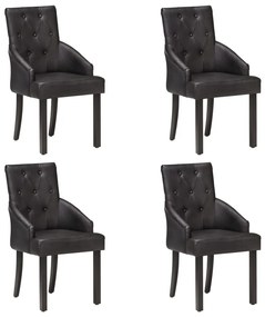 Cadeiras de jantar 4 pcs couro de cabra genuíno preto