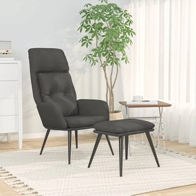 vidaXL Cadeira de descanso com banco p/ pés microfibra cinza-escuro