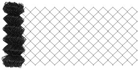 Cerca de Cadeia com 7 Postes Flangeados 0.6x10 m Aço Galvanizado