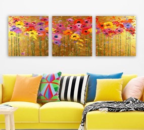 Pintura Decorativa em Tela PMDR73 – Multicolor – 30 x 30 cm (3 Peças)