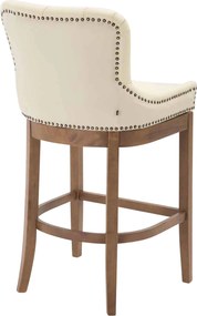 Banco de bar Lakewood em couro verdadeiro, creme