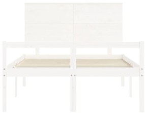 Estrutura de cama com cabeceira 140x190cm madeira maciça branco