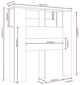 Armário de cabeceira 100x18,5x104,5 cm branco