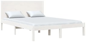Estrutura de cama casal 135x190 cm madeira maciça branco