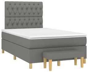 Cama boxspring com colchão 120x190 cm tecido cinzento-escuro