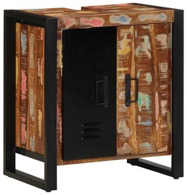 vidaXL Armário de Banheiro com porta Castanho Madeira Reforçada Sólida