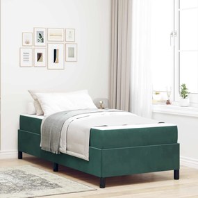 vidaXL Estrutura da Cama com colchão Verde Escuro 90 x 190 cm tecido