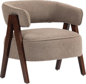HOMCOM Poltrona de Sala de Estar Estofada em Borreguito Poltrona de Leitura Moderna com Encosto Curvo 70x64x71 cm Marrom Claro | Aosom Portugal