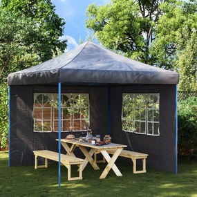 vidaXL Parede lateral com janela p/ tenda de festas 2 pcs PE antracite