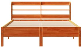 Cama sem colchão 135x190 cm madeira pinho maciça castanho-mel