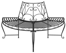 Banco para árvore semicircular Ø160 cm aço preto