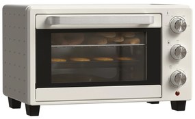 HOMCOM Mini Forno Elétrico 21L 1400W com Temporizador até 60min e Temperatura Ajustável até 230℃ 46x38,5x29 cm Creme e Prata | Aosom Portugal