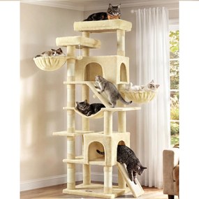 Arranhador para gatos para arranhar XXL com placas para arranhar e sisal, 55 x 45 x 206 cm, bege