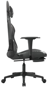Cadeira gaming c/ apoio pés couro artificial preto e camuflado