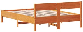 Cama sem colchão 160x200 cm madeira pinho maciço castanho-mel