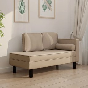 vidaXL Chaise longue com almofadões e rolo couro artificial cappuccino