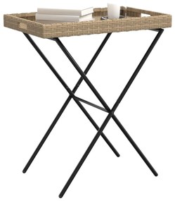 Mesa bandeja dobrável 65x40x75 cm vime PE bege