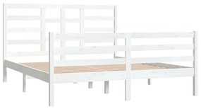 Estrutura de cama 160x200 cm madeira maciça branco