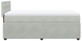 Cama com molas/colchão 90x190 cm veludo cinza-claro