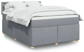 Cama com molas/colchão 140x200 cm tecido cinzento-claro