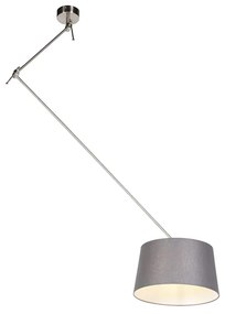 Candeeiro de suspensão em aço com abajur de linho cinzento escuro 35 cm - Blitz Moderno