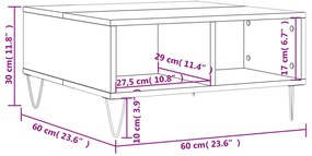 Mesa de centro 60x60x30 cm derivados madeira branco brilhante