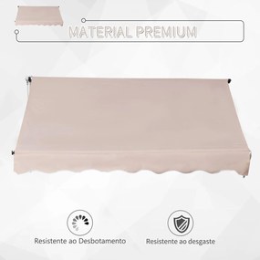 Toldo Manual Retrátil 200x150 cm com Manivela de Alumínio Ângulo Ajustável Proteção Solar para Varanda Jardim Pátio Bege