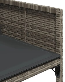 17 pcs conj. de jantar p/ jardim c/ almofadões vime PE cinzento