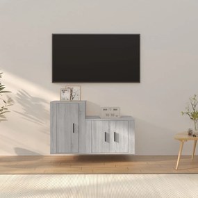 vidaXL Conjunto móveis de TV 2 pcs madeira processada sonoma cinza