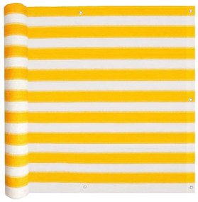vidaXL Tela de varanda PEAD 75x600 cm amarelo e branco