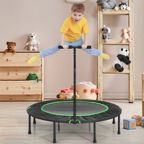 Trampolim Fitness dobrável com cabo ajustável e almofada de segurança para crianças verde e preto 120 cm