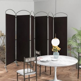 Biombo de 6 painéis de tecido Divisória de quarto para varanda, escritório, sala de estar 331 x 51 x 188 cm Castanho