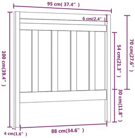 Cabeceira de cama 95x4x100 cm pinho maciço cinza