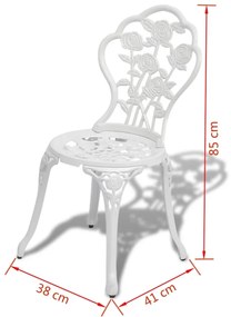 3 pcs conjunto bistrô alumínio fundido branco