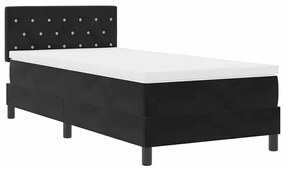 Cama Box Spring com Colchão e LED Preto 90x200 cm Veludo